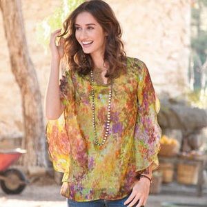 SUNDANCE: Silk Spring Moss Blouse